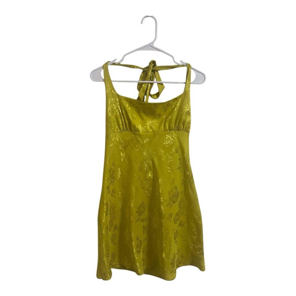 Wild Fable Bright Yellow Floral Patterned Halter Mini Dress